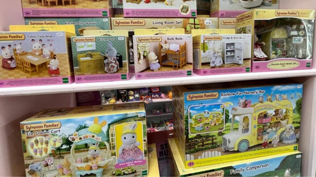 Sylvanian families on display in the toy store